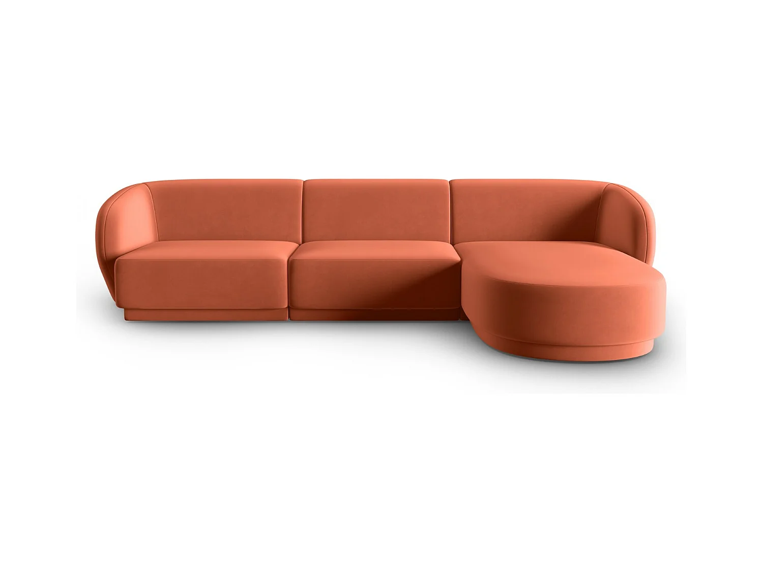 CXL by Christian Lacroix - Sofá modular de canto direito "Lionel" 4 lugares em veludo coral - 266x155x74cm