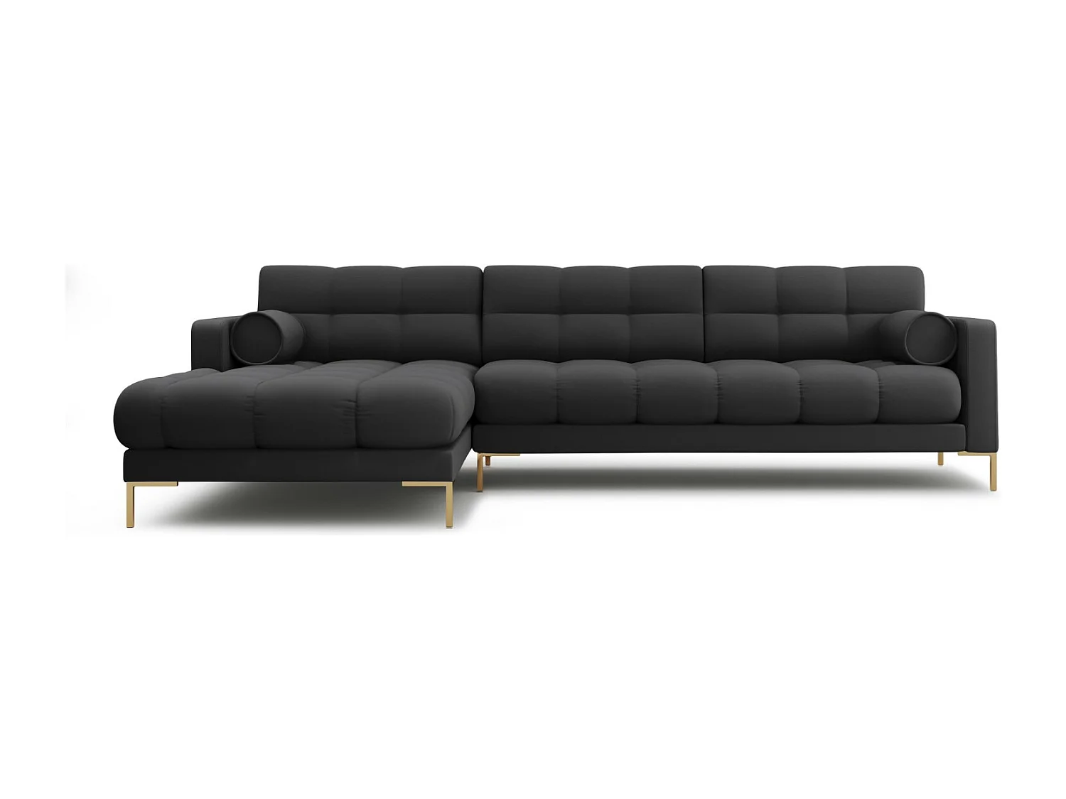 Cosmopolitan Design - 5-Sitzer Ecksofa links "Bali" aus strukturiertem Stoff dunkelgrau - 293x185x75cm