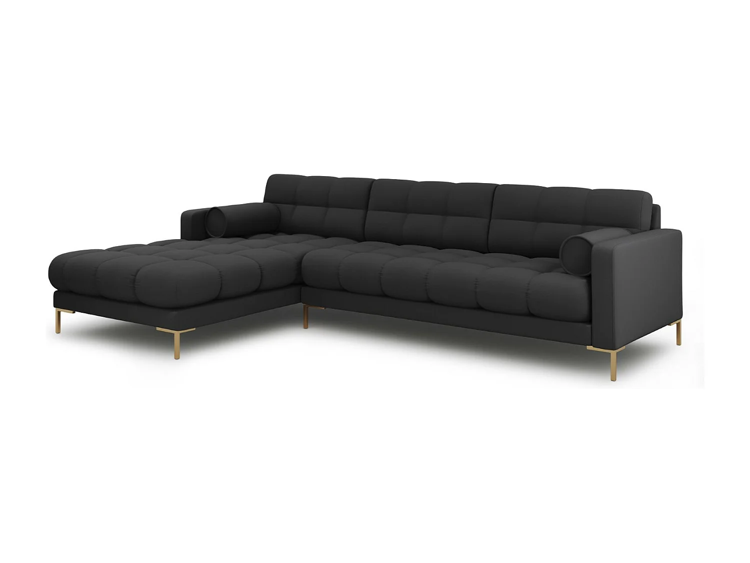 Cosmopolitan Design - 5-Sitzer Ecksofa links "Bali" aus strukturiertem Stoff dunkelgrau - 293x185x75cm