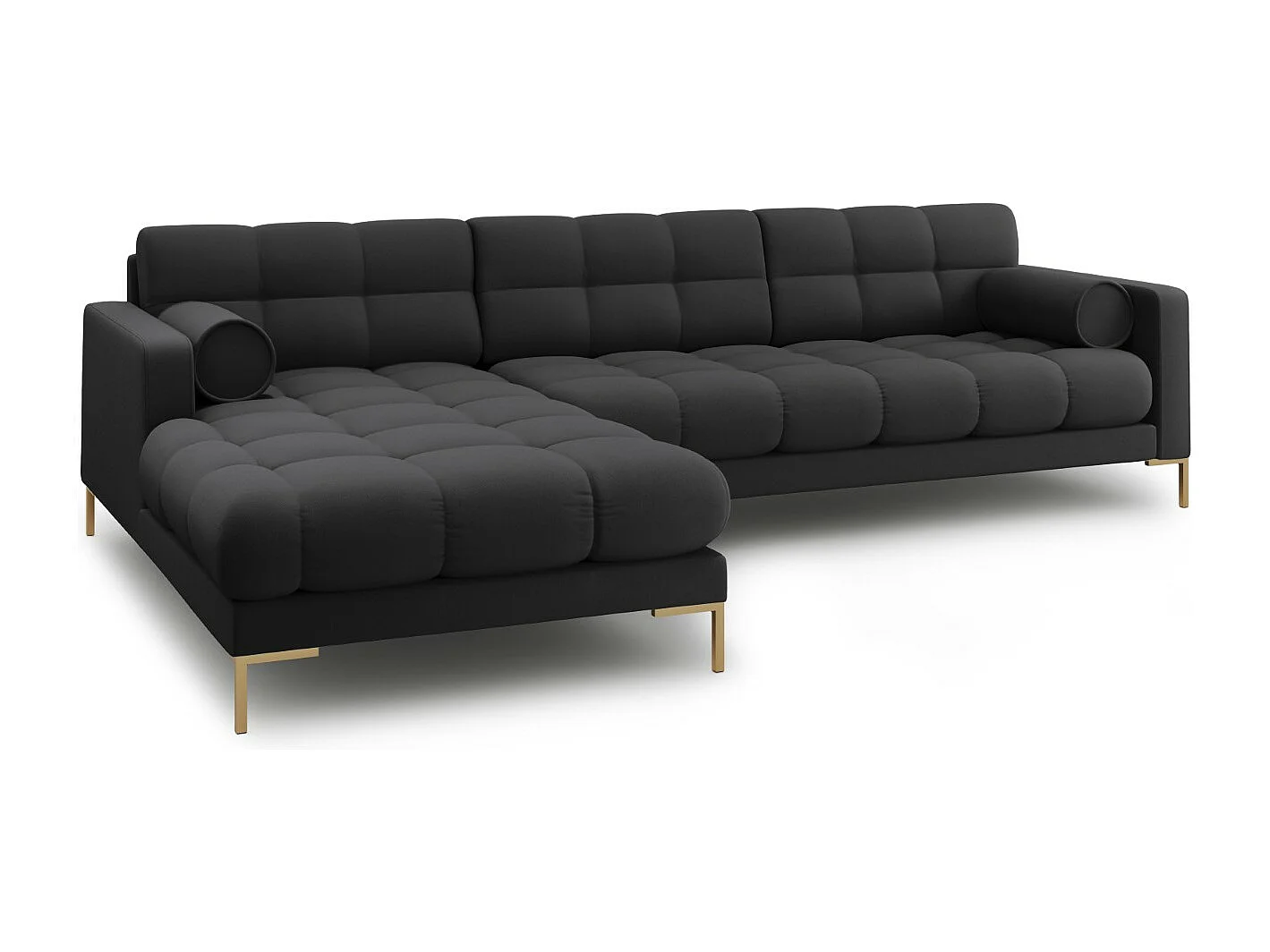 Cosmopolitan Design - 5-Sitzer Ecksofa links "Bali" aus strukturiertem Stoff dunkelgrau - 293x185x75cm