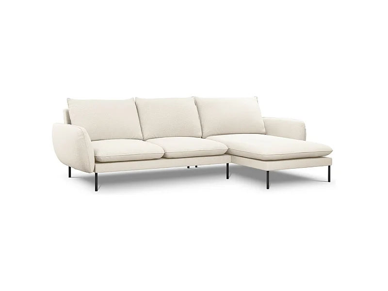 Cosmopolitan Design - Canapé d'angle droit "Vienna" 5 places en bouclé beige - 255x170x95cm