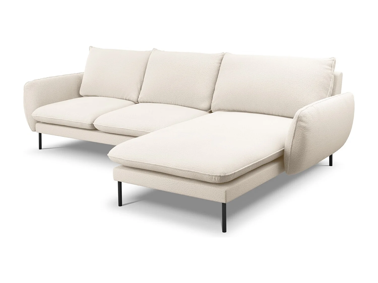 Cosmopolitan Design - Rechter hoekbank "Vienna" 5 zitplaatsen, Boucle, Beige - 255x170x95cm