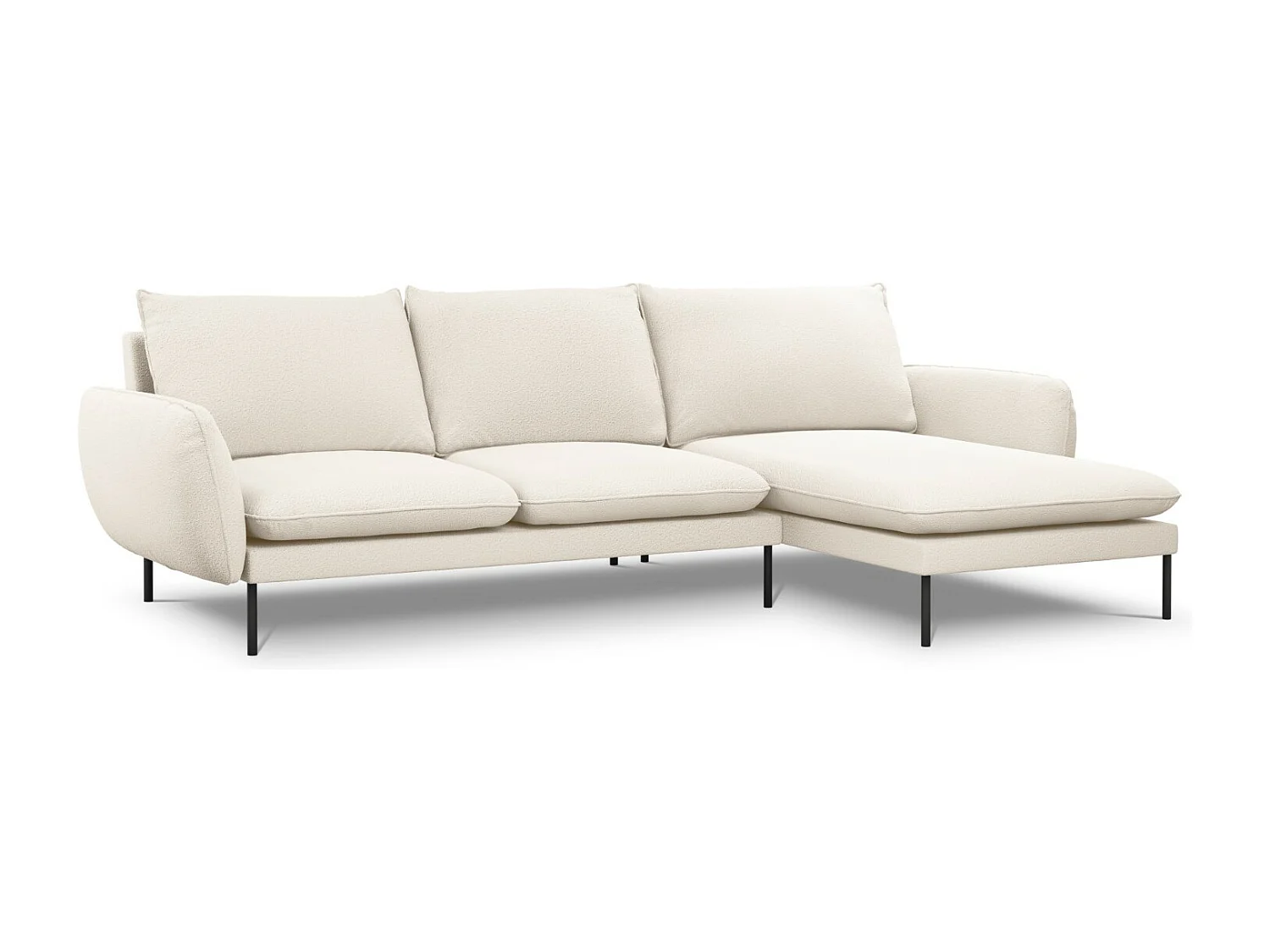 Cosmopolitan Design - Canapé d'angle droit "Vienna" 5 places en bouclé beige - 255x170x95cm