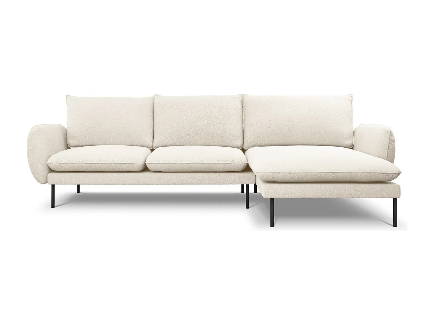 Cosmopolitan Design - Canapé d'angle droit "Vienna" 5 places en bouclé beige - 255x170x95cm