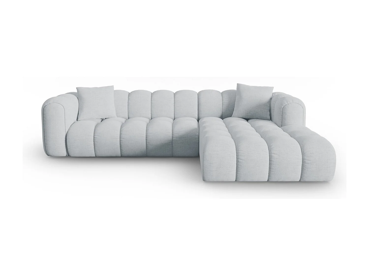 CXL by Christian Lacroix - Canapé d'angle droit modulable "Clotilde" 4 places en tissu structurel gris clair - 306x190x70cm