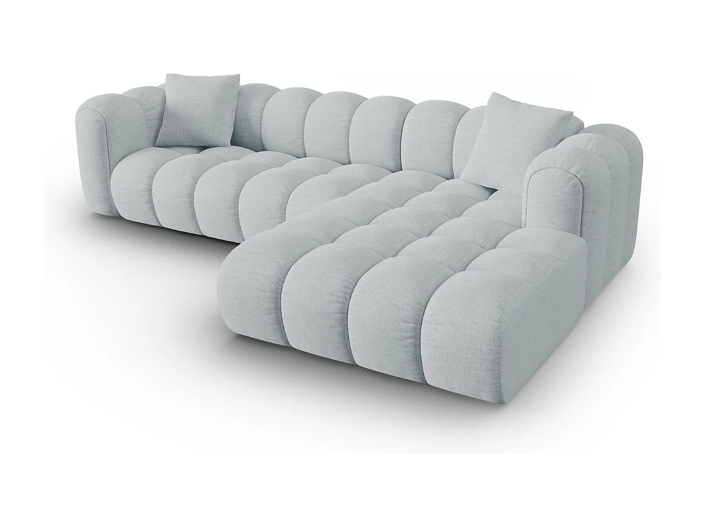 CXL by Christian Lacroix - Canapé d'angle droit modulable "Clotilde" 4 places en tissu structurel gris clair - 306x190x70cm