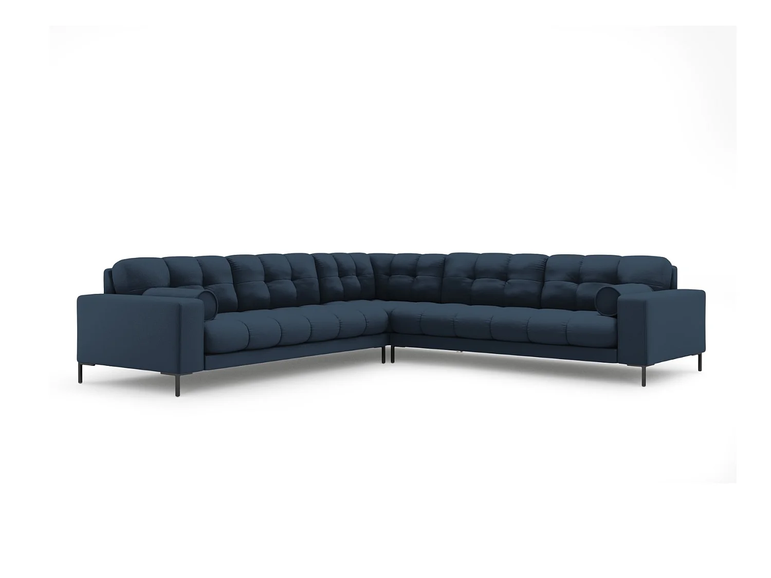 Cosmopolitan Design - Canapé d'angle symétrique "Bali" 6 places en tissu structurel bleu - 256x256x75cm