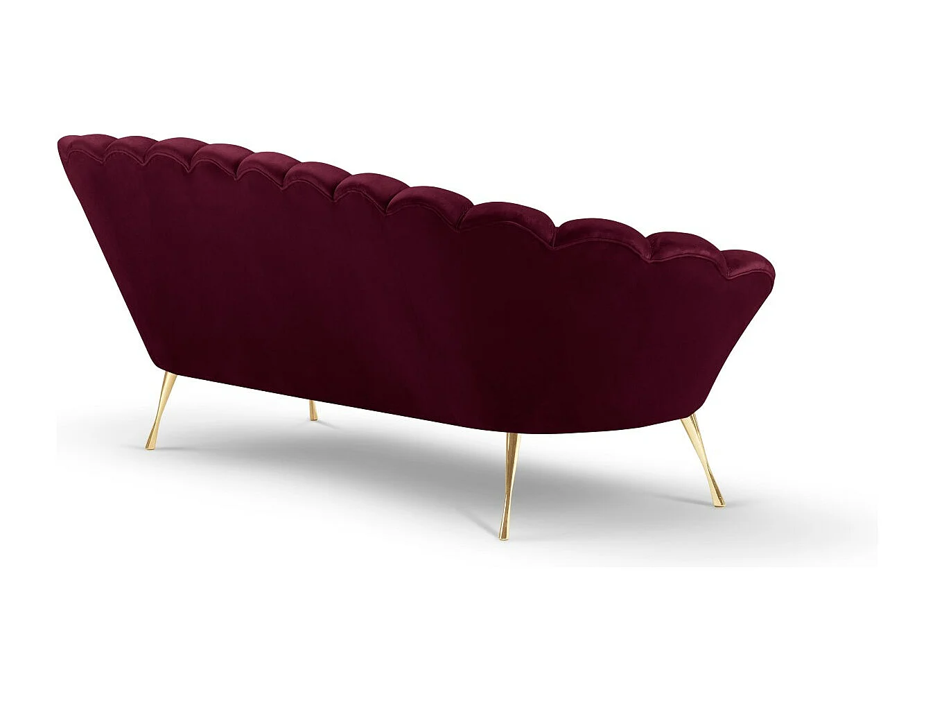 Cosmopolitan Design - Canapé "Kingston" 3 places en velours pourpre - 224x95x85cm
