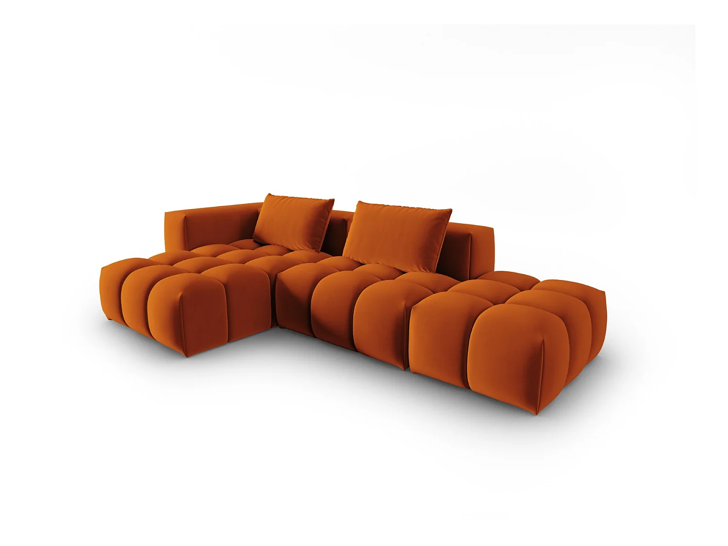 CXL by Christian Lacroix - 4-Sitzer modulares Ecksofa links "Lorella" Sitzer aus Samt terrakotta - 265x145x70cm