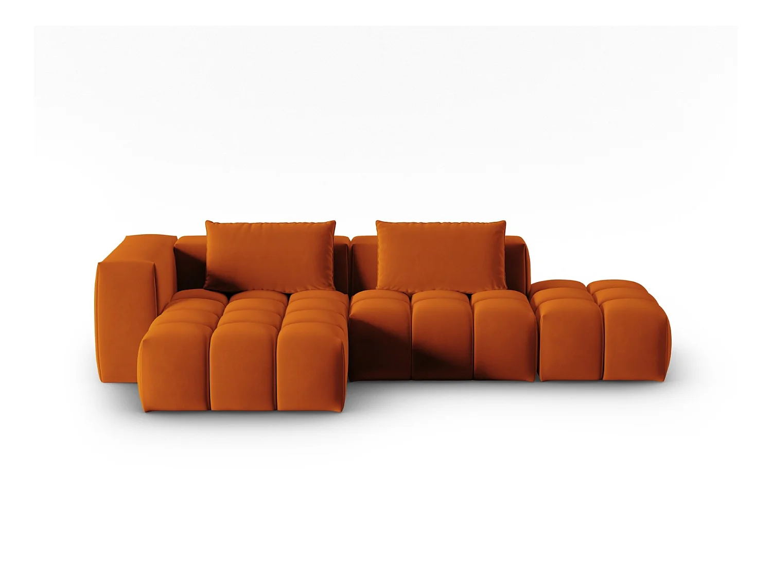 CXL by Christian Lacroix - Modulaire hoekbank links "Lorella" 4 zitplaatsen, Flueel, Terracotta - 265x145x70cm