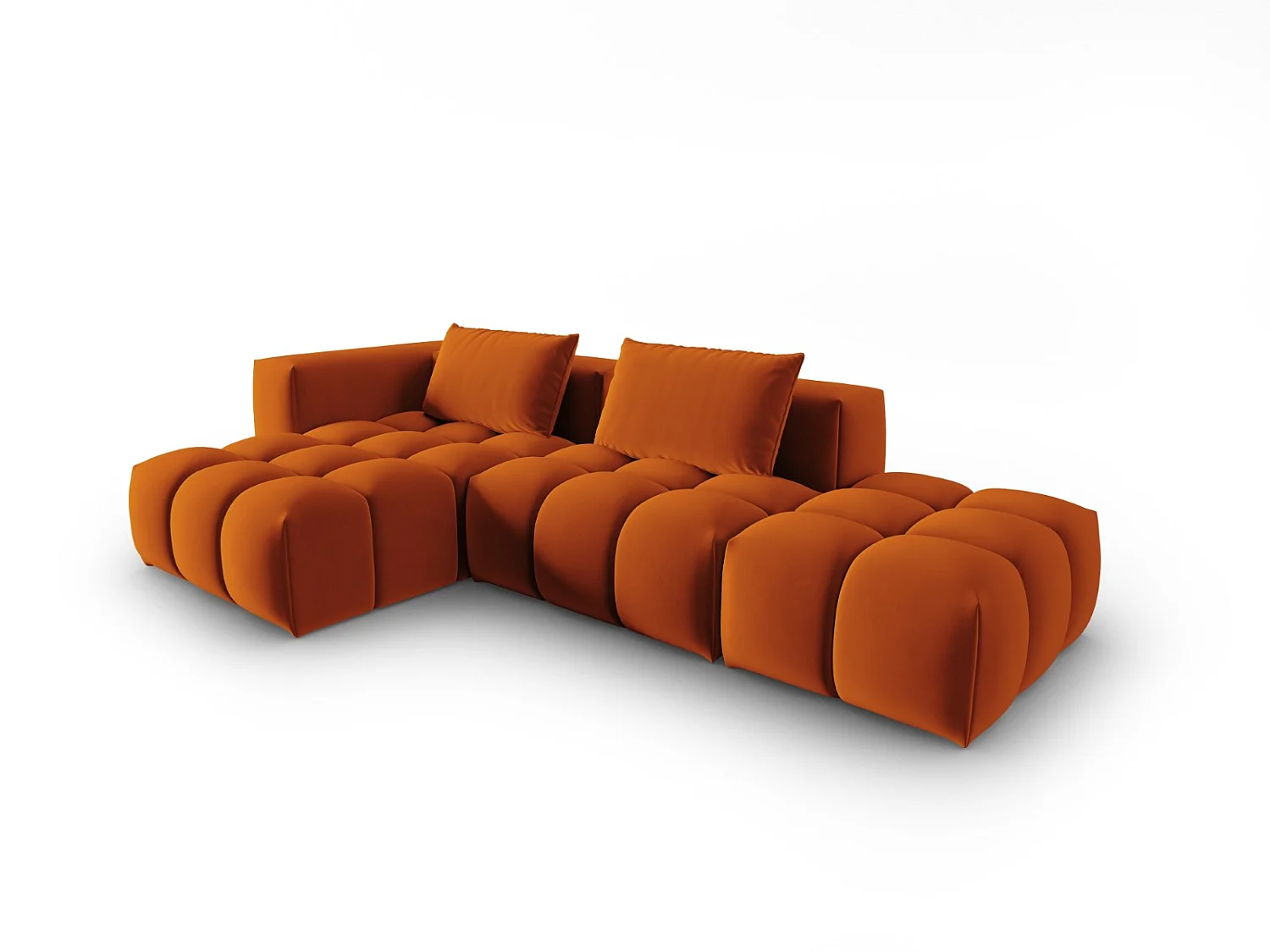 CXL by Christian Lacroix - Canapé d'angle gauche modulable "Lorella" 4 places en velours terracotta - 265x145x70cm