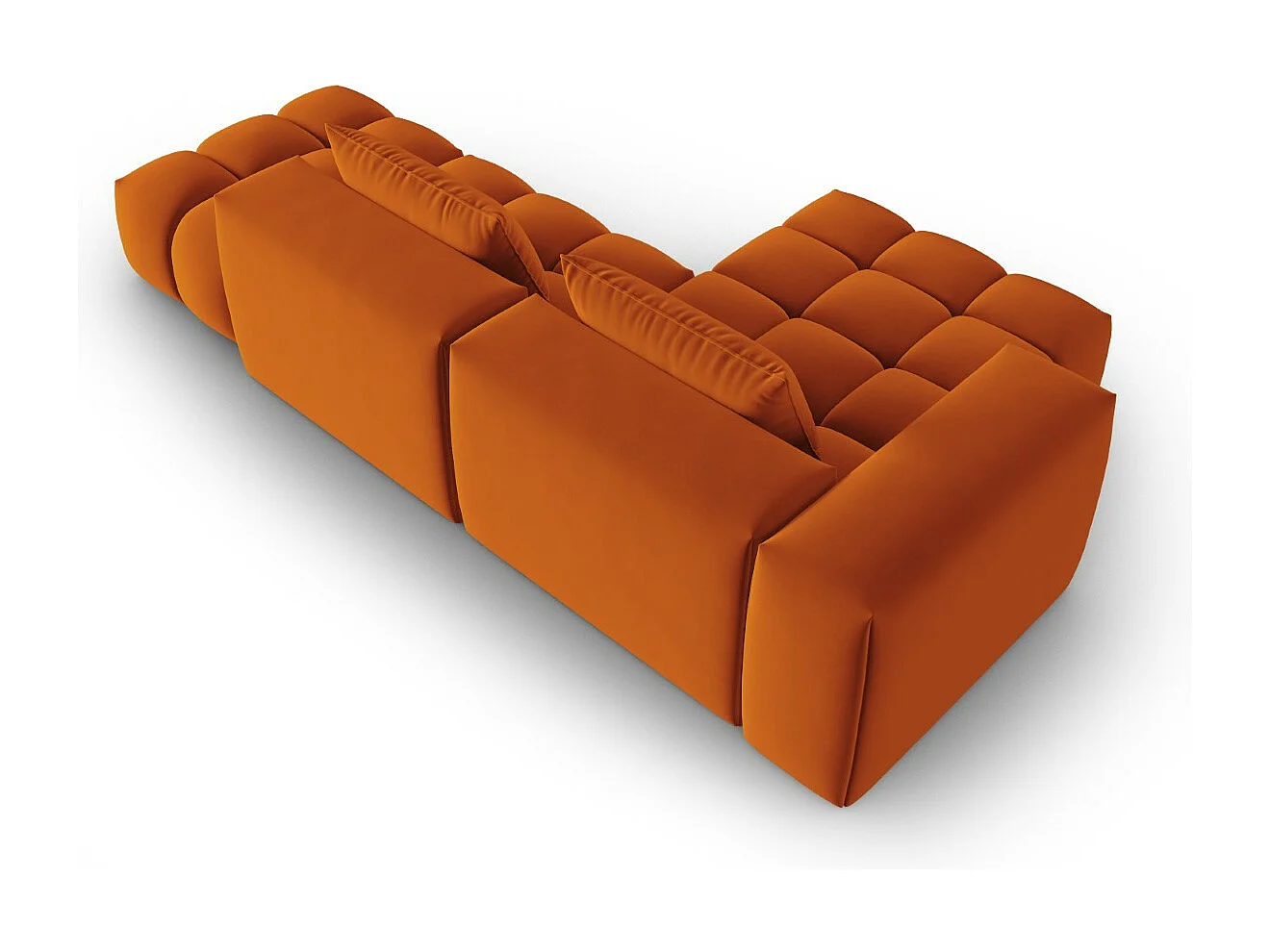 CXL by Christian Lacroix - Canapé d'angle gauche modulable "Lorella" 4 places en velours terracotta - 265x145x70cm