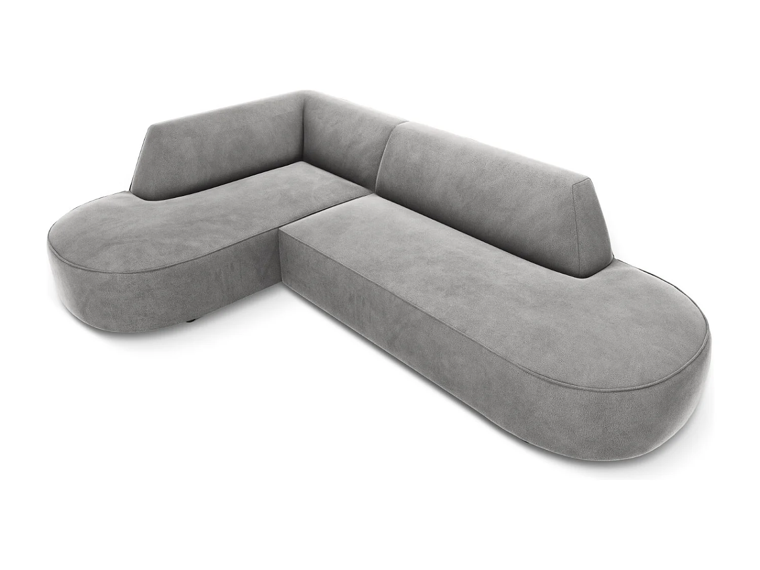 CXL by Christian Lacroix - 4-Sitzer Ecksofa links "Charles" Sitzer aus Samt hellgrau - 273x180x69cm