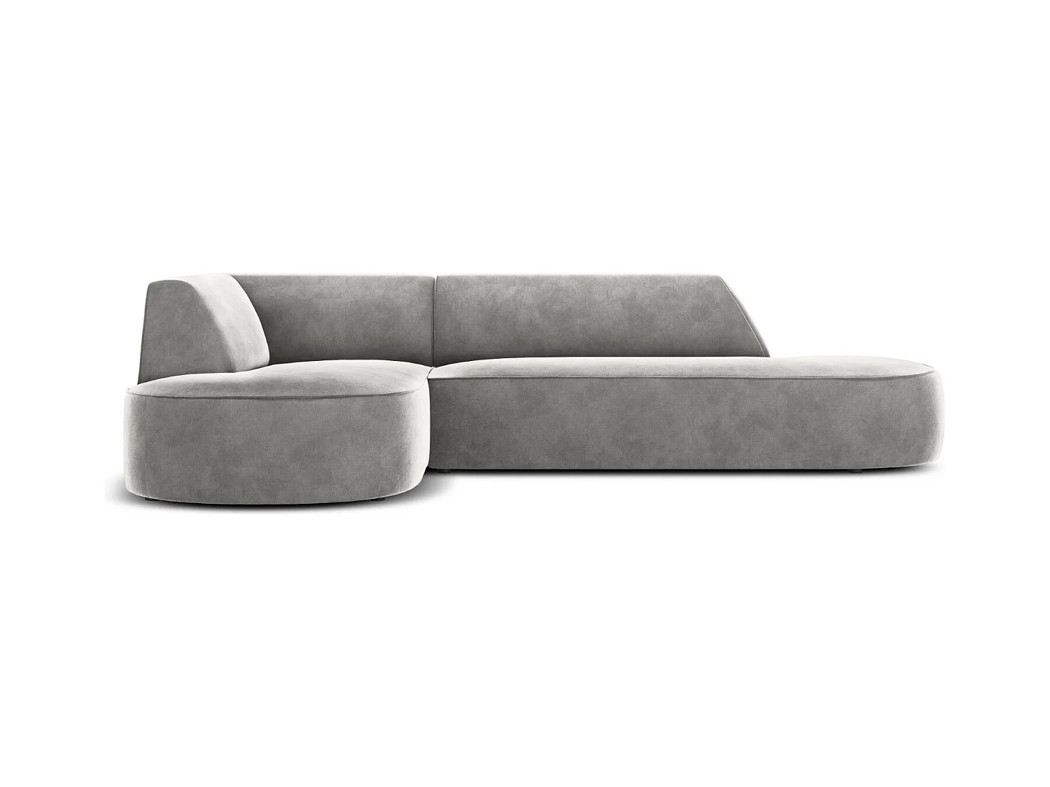 CXL by Christian Lacroix - Linker hoekbank "Charles" 4 zitplaatsen, Flueel, Lichtgrijs - 273x180x69cm
