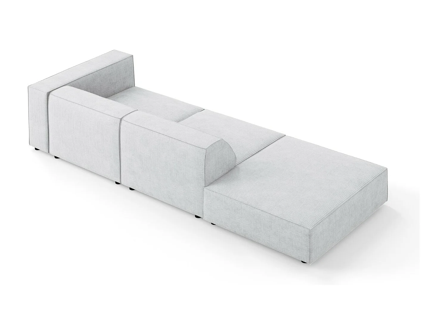 Cosmopolitan Design - Canapé gauche "Arendal" 4 places en chenille avec un effet côtelé gris clair - 262x102x70cm