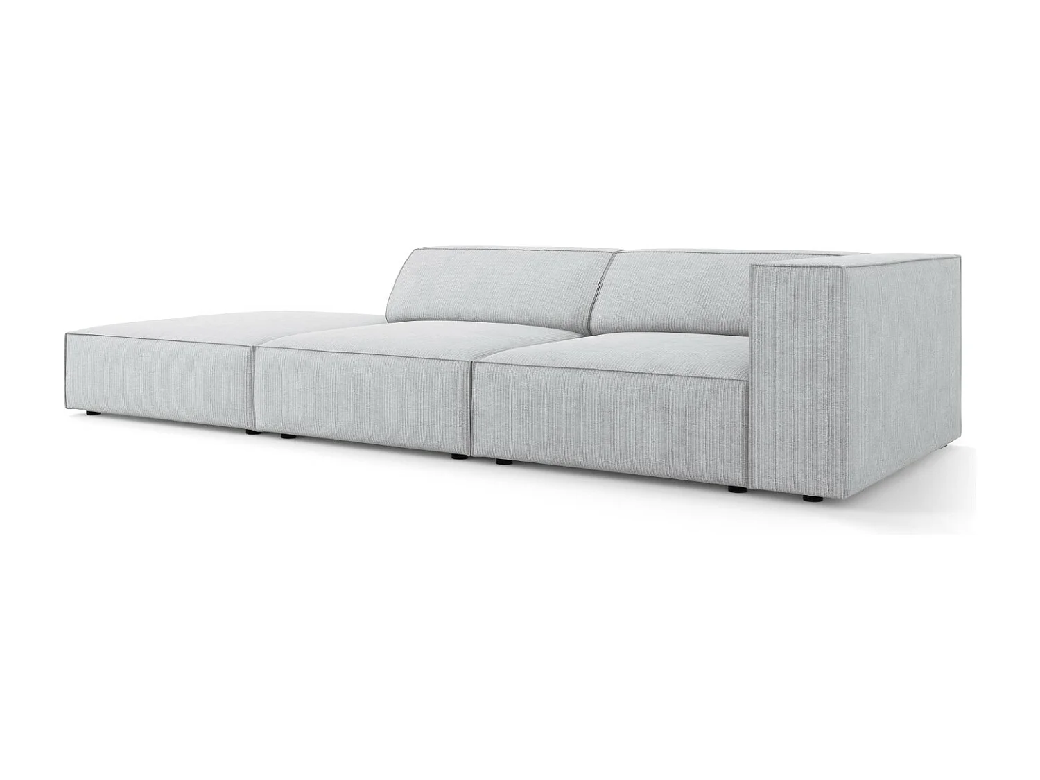 Cosmopolitan Design - Canapé gauche "Arendal" 4 places en chenille avec un effet côtelé gris clair - 262x102x70cm