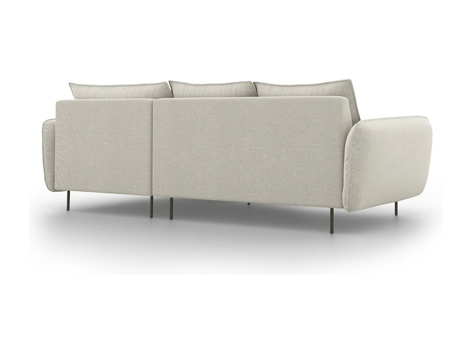 Cosmopolitan Design - Canapé d'angle droit "Vienna" 5 places en tissu structurel beige clair - 255x170x95cm