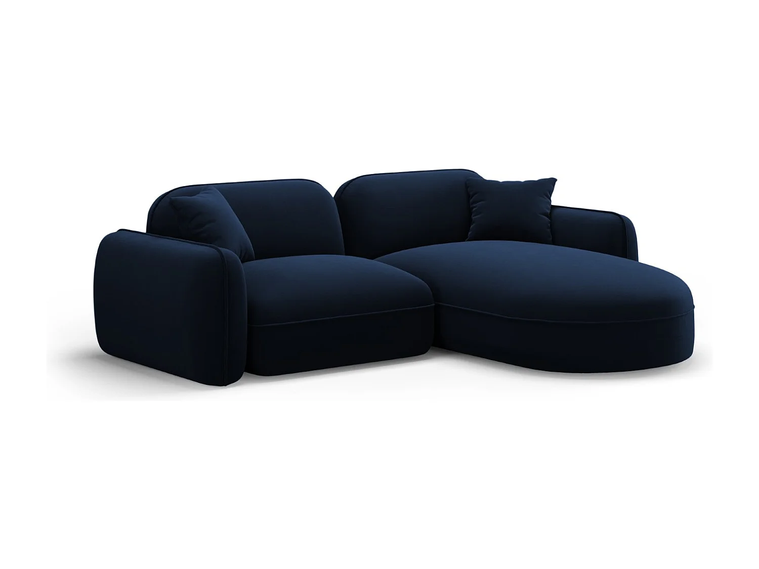 CXL by Christian Lacroix - Canapé d'angle droit modulable "Lucien" 3 places en velours bleu roi - 230x165x70cm