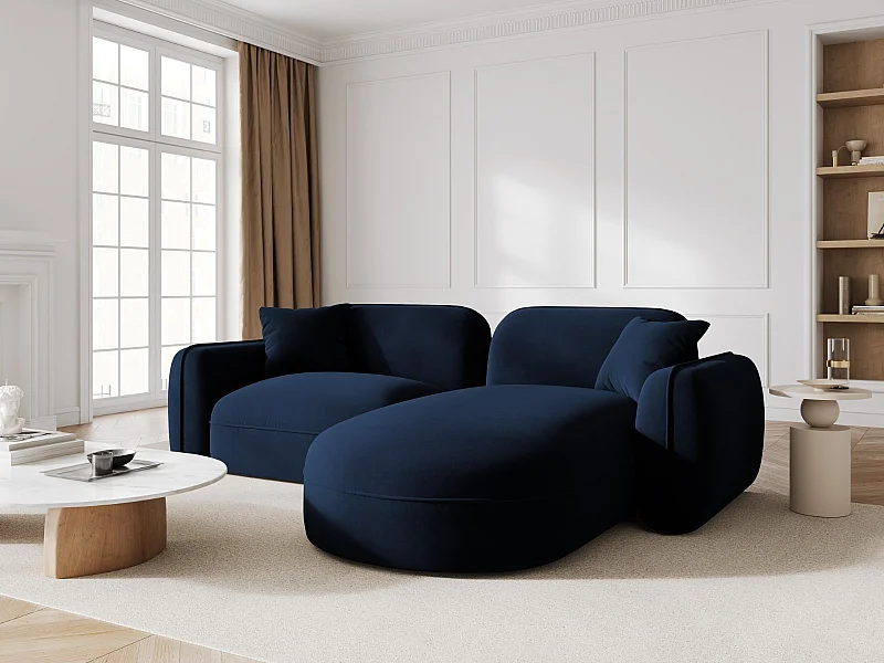 CXL by Christian Lacroix - Canapé d'angle droit modulable "Lucien" 3 places en velours bleu roi - 230x165x70cm