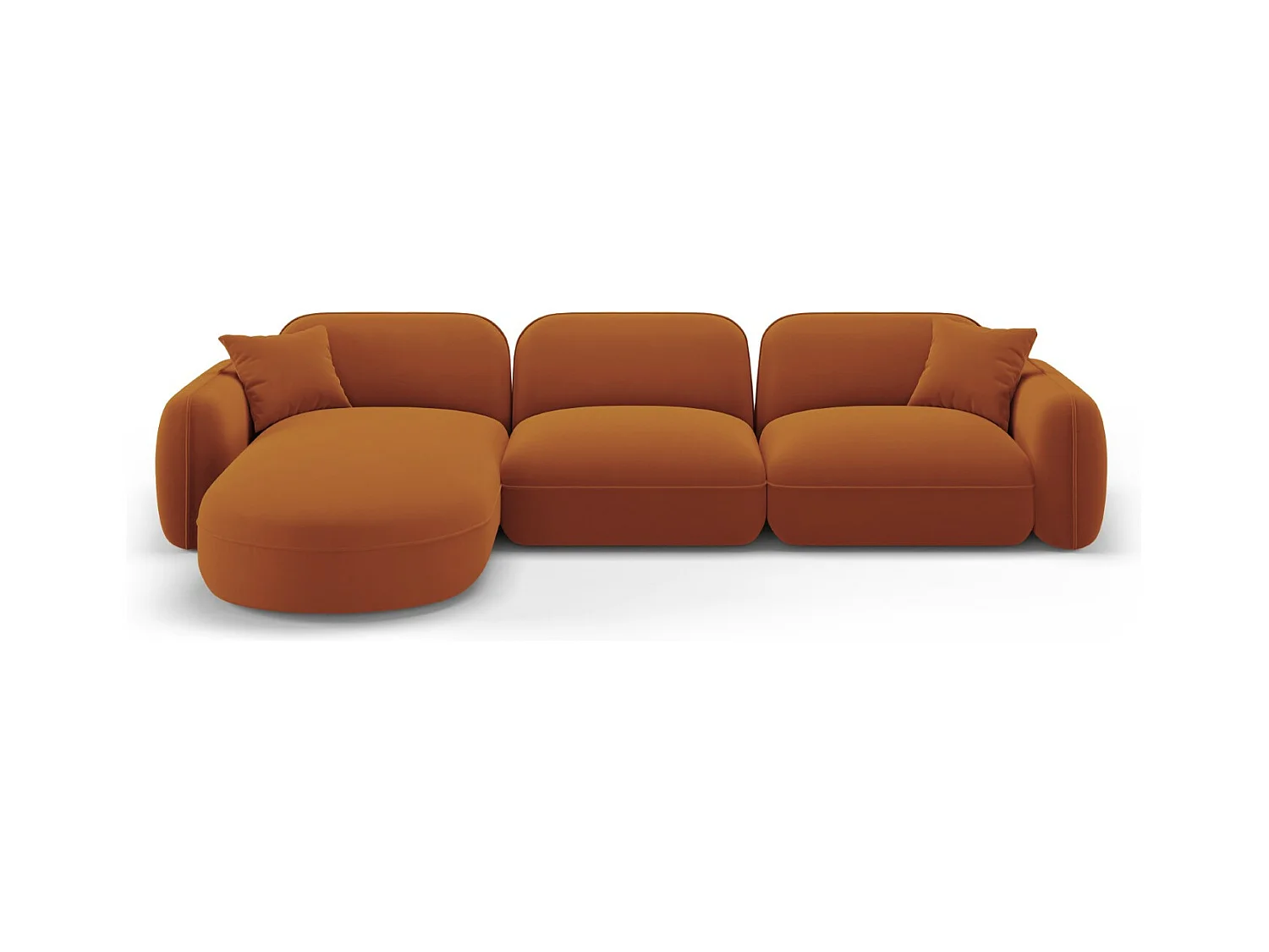 CXL by Christian Lacroix - Modulaire hoekbank links "Lucien" 4 zitplaatsen, Flueel, Terracotta - 320x165x70cm