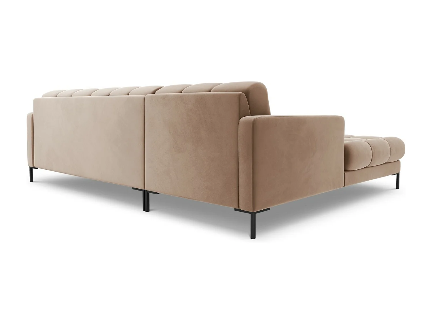 Cosmopolitan Design - Canapé d'angle gauche "Bali" 5 places en velours beige - 293x185x75cm