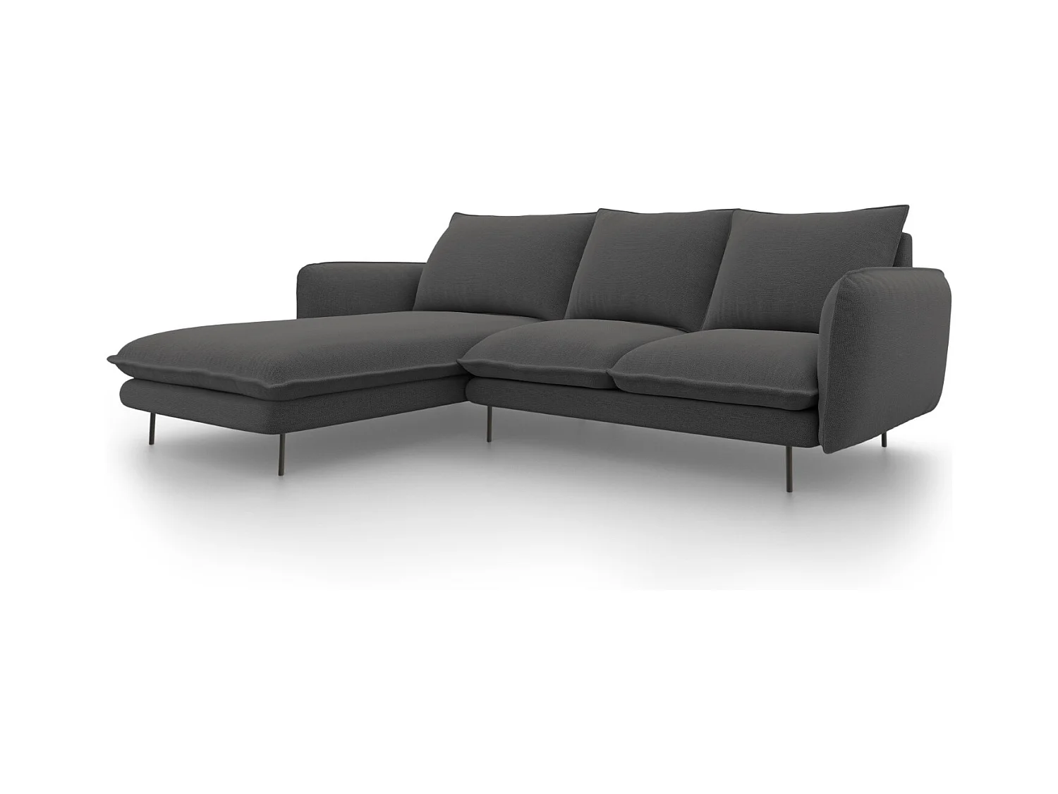 Cosmopolitan Design - Canapé d'angle gauche "Vienna" 5 places en tissu structurel gris foncé - 255x170x95cm