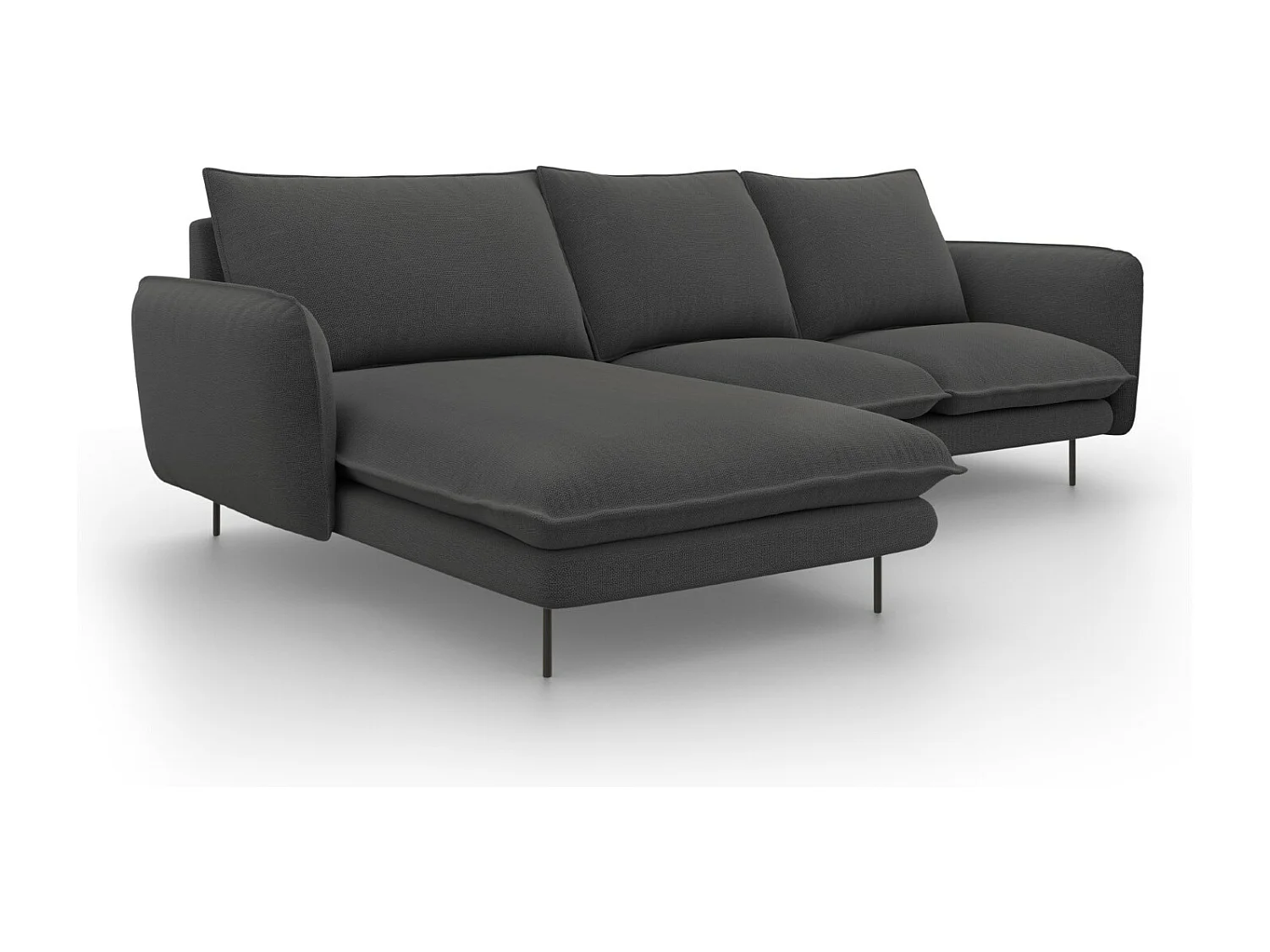 Cosmopolitan Design - Canapé d'angle gauche "Vienna" 5 places en tissu structurel gris foncé - 255x170x95cm