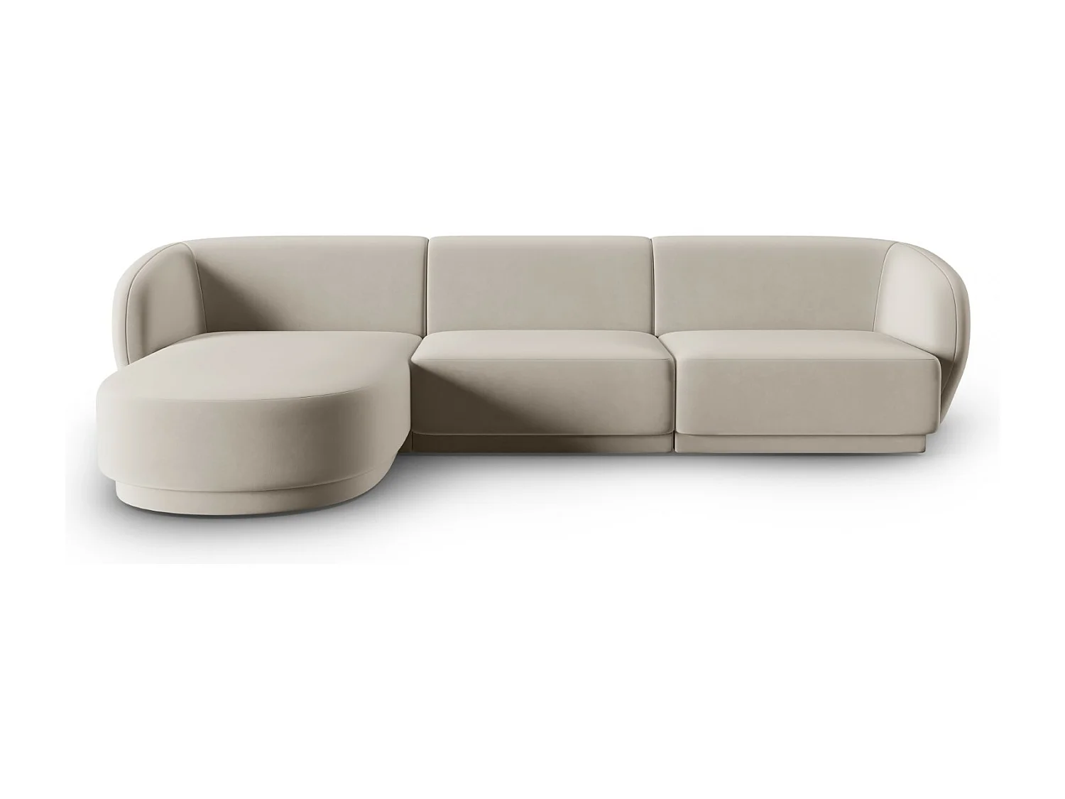 CXL by Christian Lacroix - Canapé d'angle gauche modulable "Lionel" 4 places en velours beige - 266x155x74cm