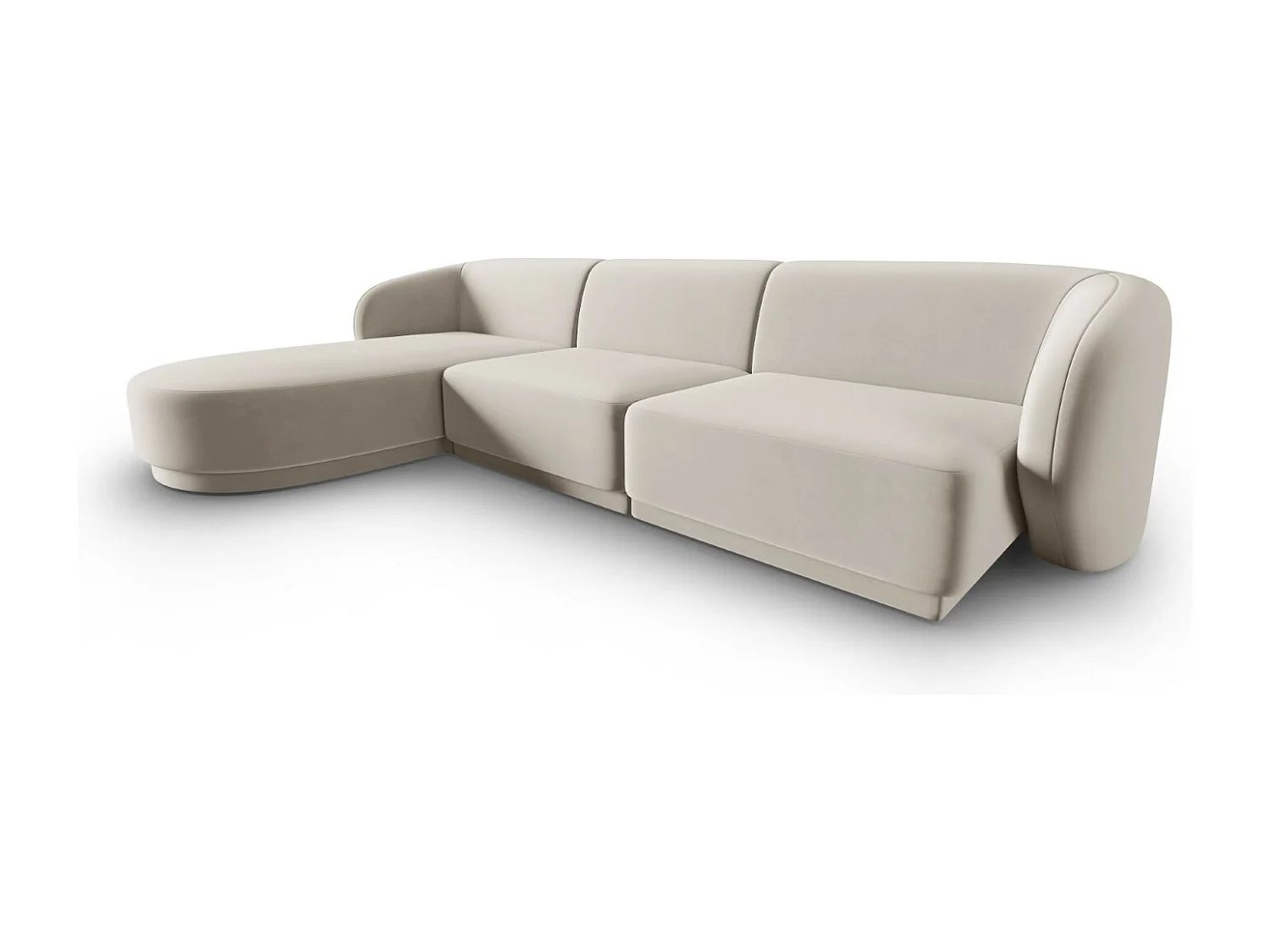 CXL by Christian Lacroix - Canapé d'angle gauche modulable "Lionel" 4 places en velours beige - 266x155x74cm