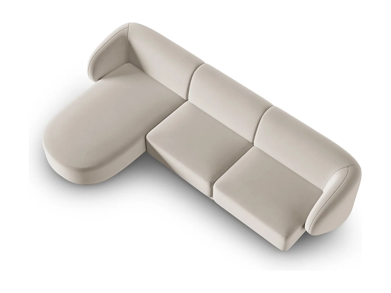 CXL by Christian Lacroix - Canapé d'angle gauche modulable "Lionel" 4 places en velours beige - 266x155x74cm