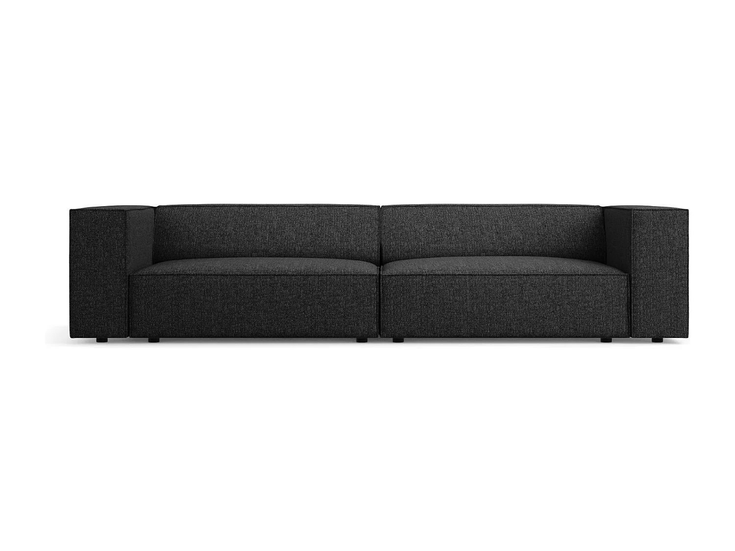 Cosmopolitan Design - Bank "Arendal" 4 zitplaatsen, Chenille, Zwart - 244x102x70cm