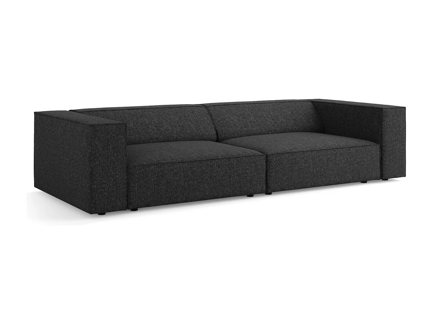 Cosmopolitan Design - Sofá "Arendal" 4 lugares em tecido chenille preto - 244x102x70cm
