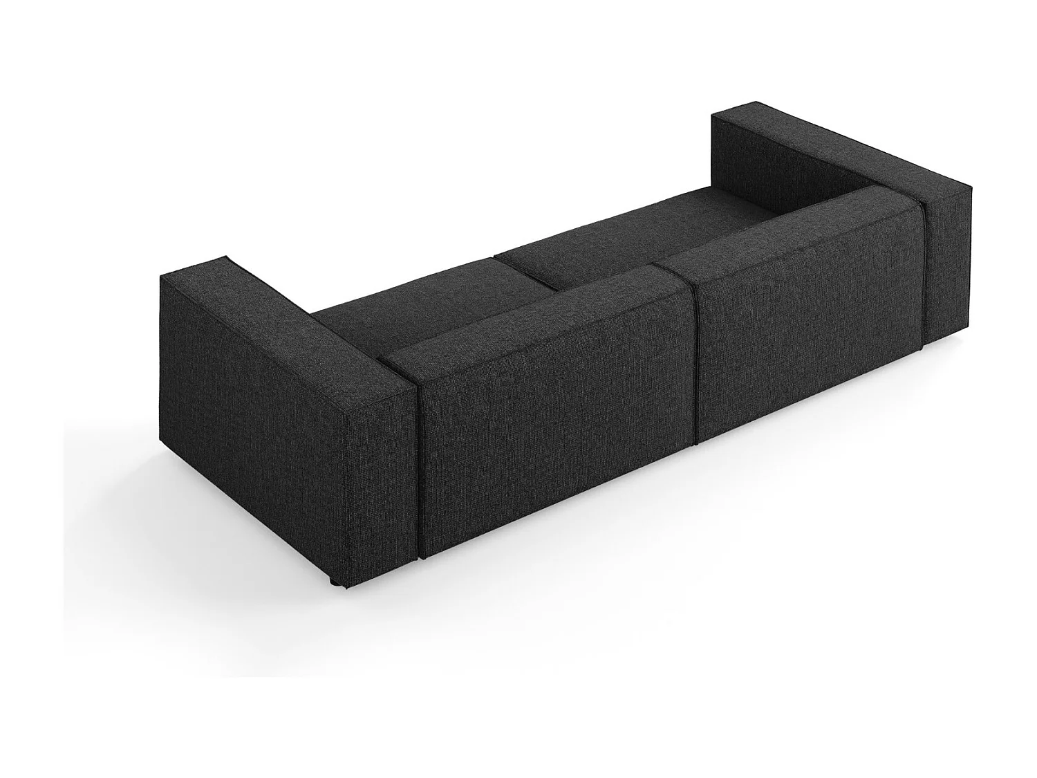 Cosmopolitan Design - Sofá "Arendal" 4 lugares em tecido chenille preto - 244x102x70cm