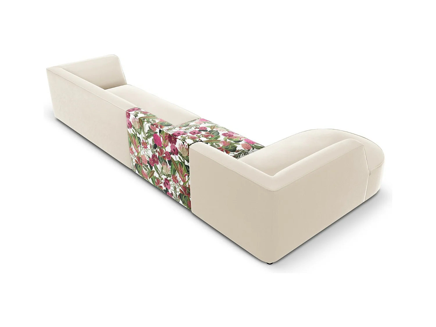 CXL by Christian Lacroix - Linker hoekbank "Charles" 5 zitplaatsen, Flueel, tuinrozenpatroon, beige - 366x180x69cm