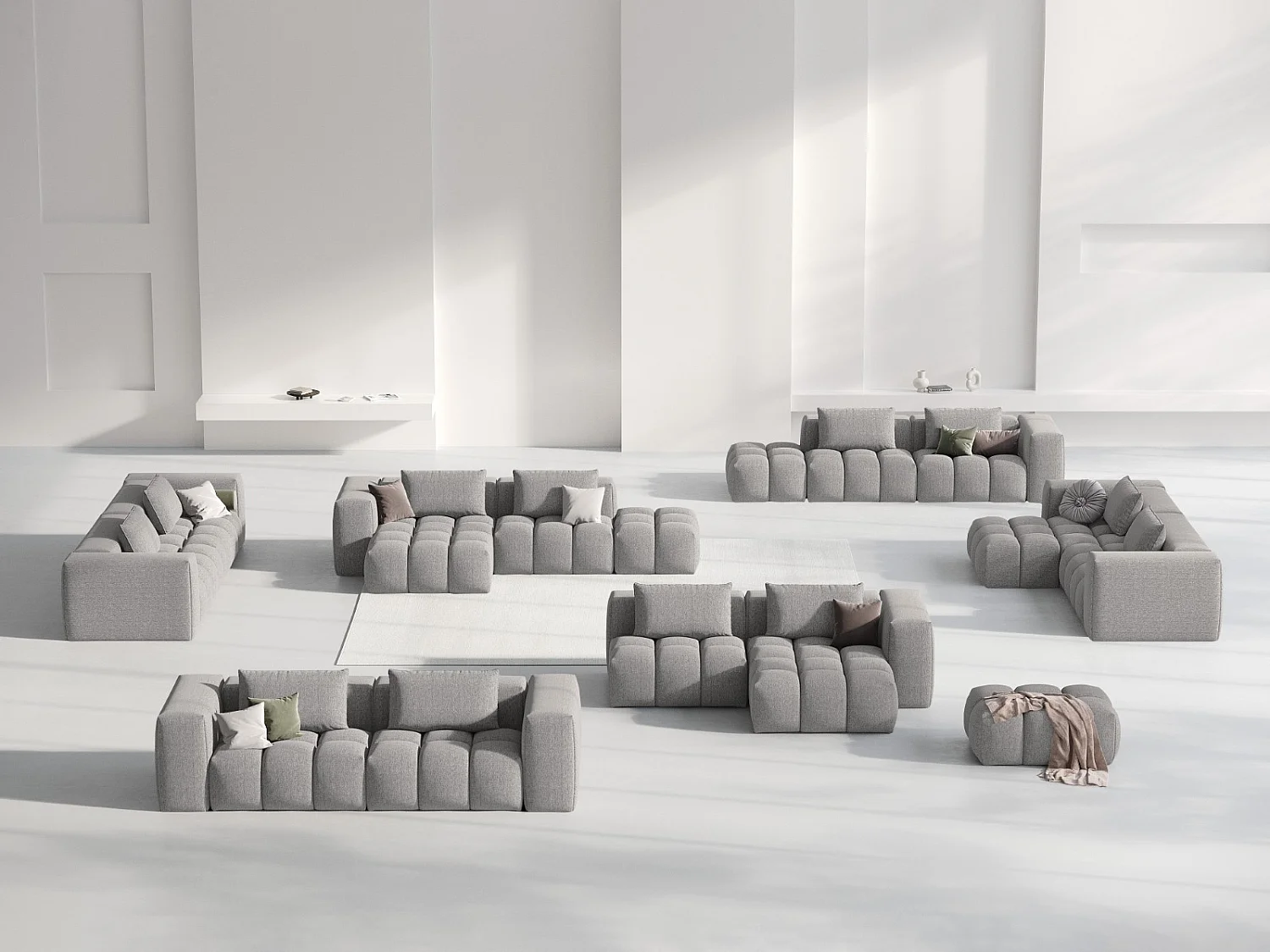 CXL by Christian Lacroix - Modulaire hoekbank rechts "Lorella" 3 zitplaatsen, Structurele stof, Donkerbeige - 205x145x70cm