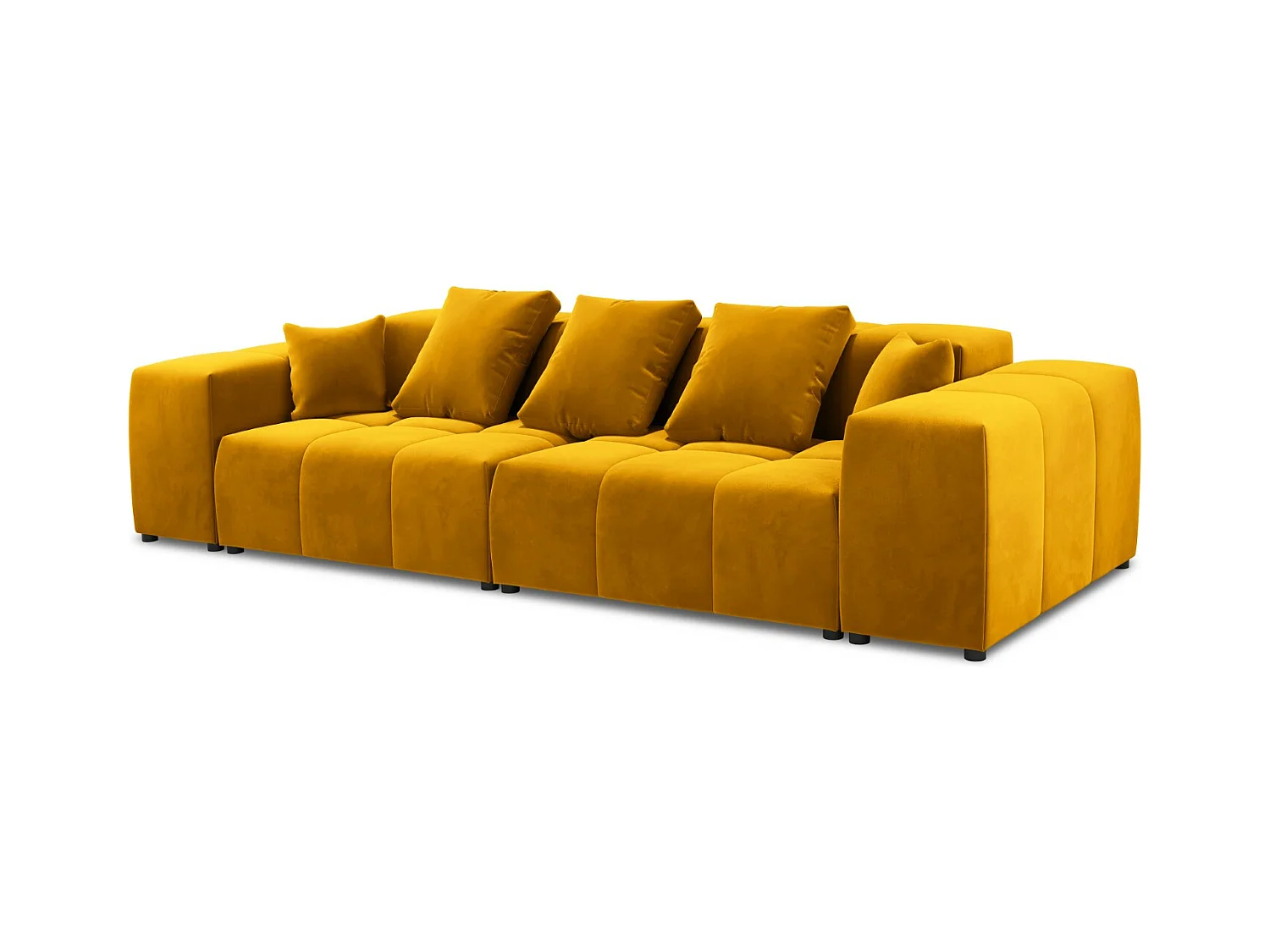 Cosmopolitan Design - Canapé modulable "Rome" 3 places en velours jaune - 320x120x75cm