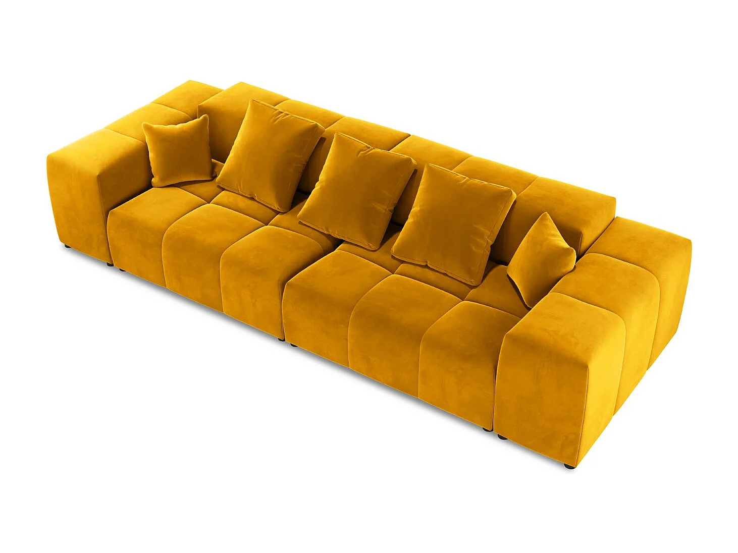 Cosmopolitan Design - Canapé modulable "Rome" 3 places en velours jaune - 320x120x75cm