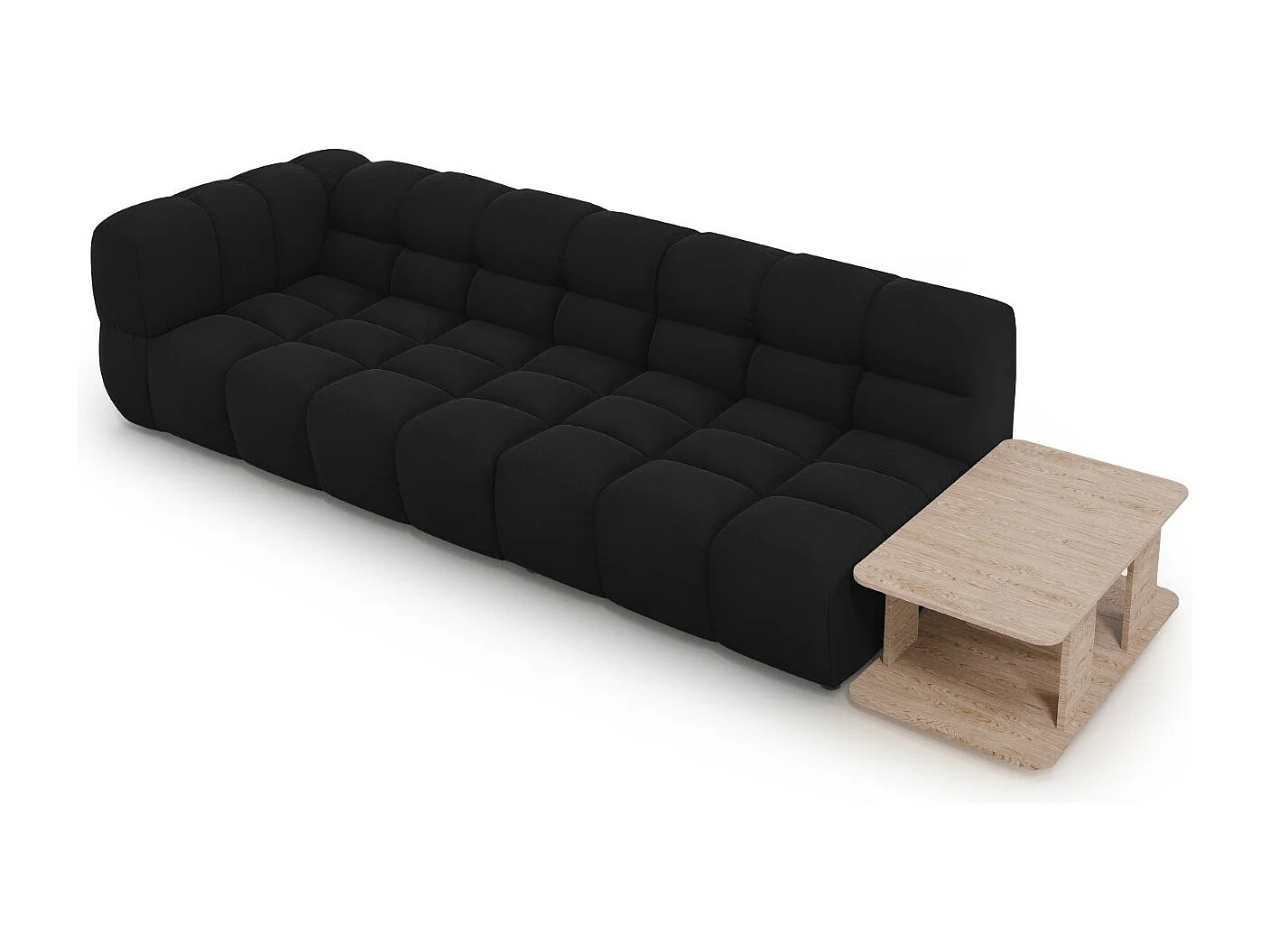 Cosmopolitan Design - Sofa modułowa bok prawy, "Sky" 4 miejsca welur, czarny - 297x102x75cm