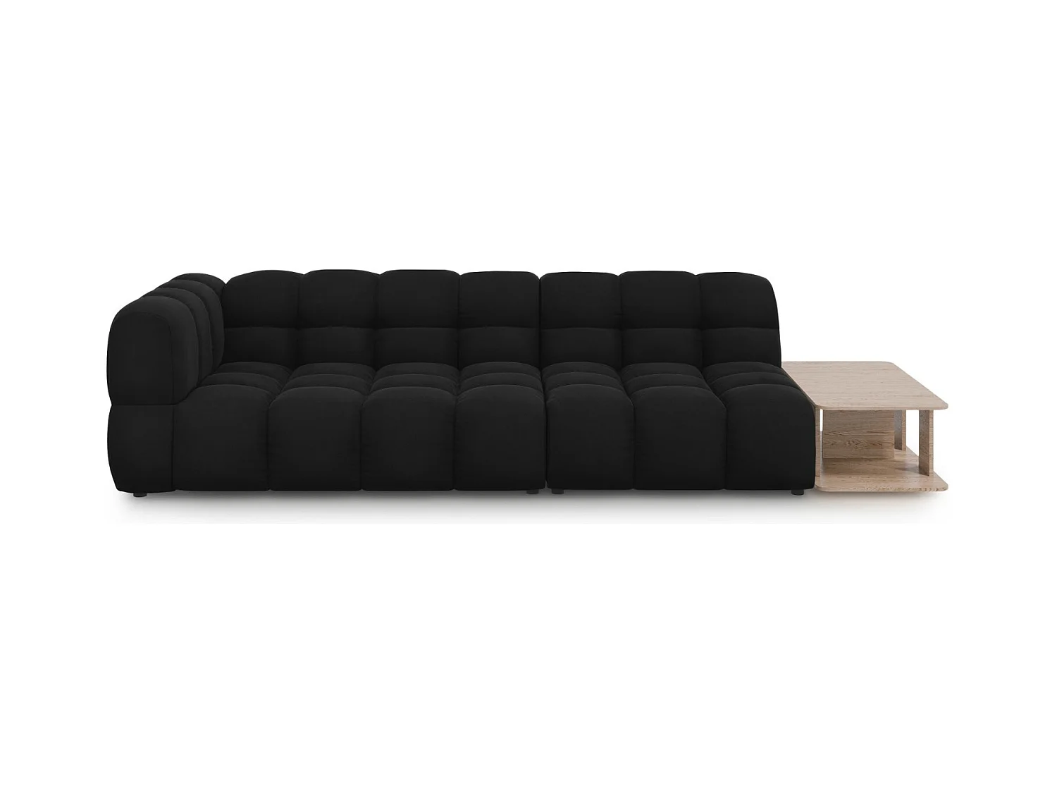 Cosmopolitan Design - Rechte modulaire bank "Sky" 4 zitplaatsen, Flueel, Zwart - 297x102x75cm