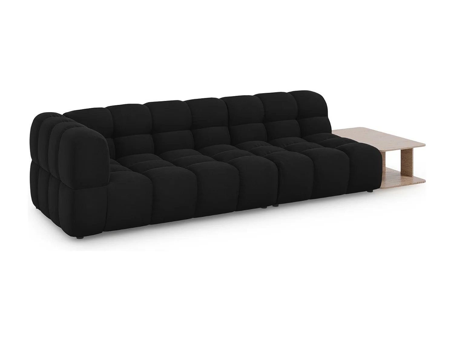 Cosmopolitan Design - Sofá modular direito "Sky" 4 lugares em veludo preto - 297x102x75cm