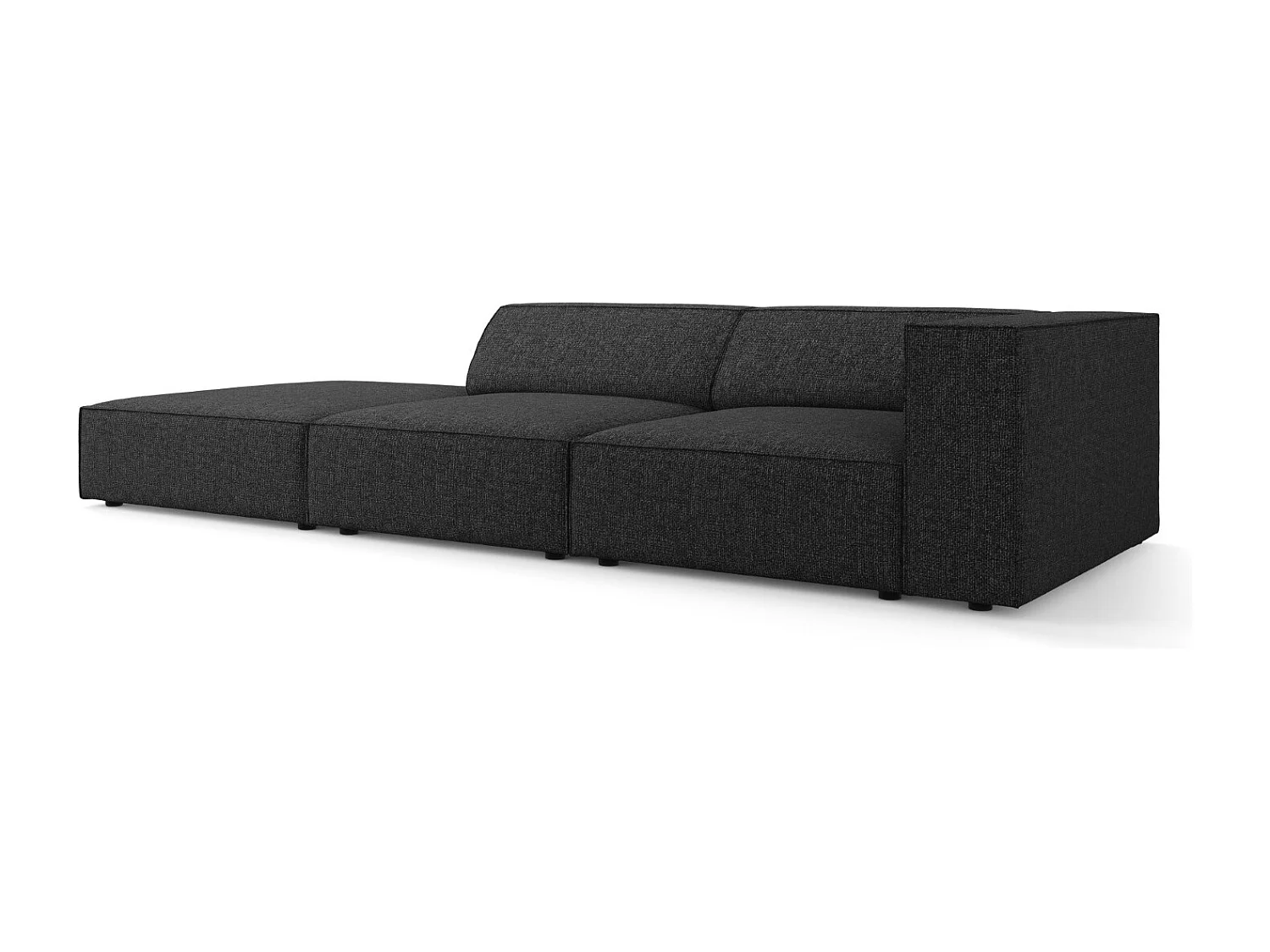 Cosmopolitan Design - Linker bank "Arendal" 4 zitplaatsen, Chenille, Zwart - 262x102x70cm