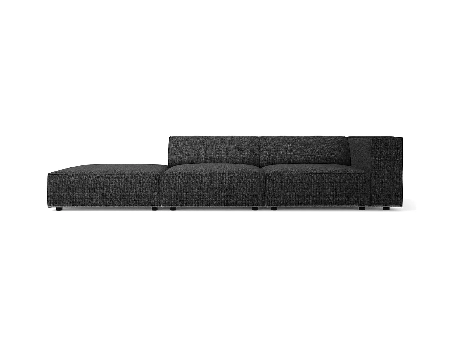 Cosmopolitan Design - Linker bank "Arendal" 4 zitplaatsen, Chenille, Zwart - 262x102x70cm