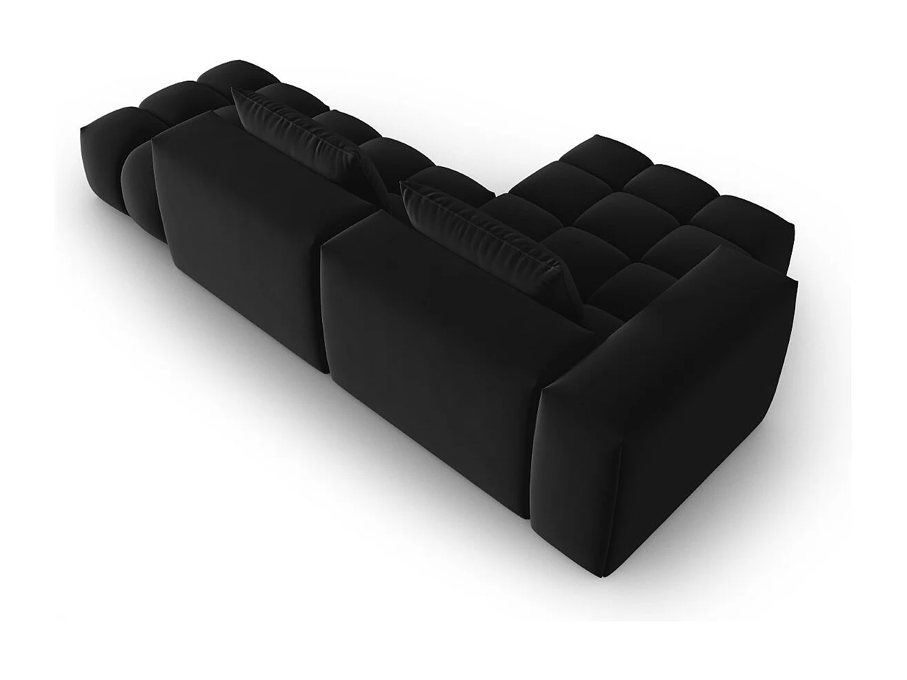 CXL by Christian Lacroix - Sofá esquinero modular izquierdo "Lorella" 4 plazas de terciopelo negro - 265x145x70cm