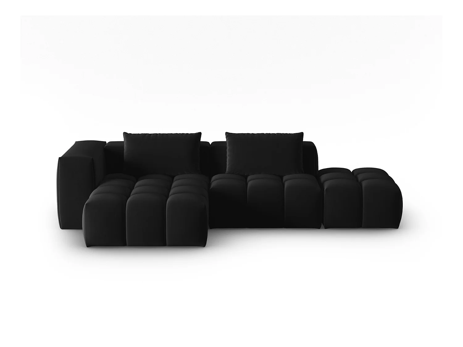 CXL by Christian Lacroix - Modulaire hoekbank links "Lorella" 4 zitplaatsen, Flueel, Zwart - 265x145x70cm
