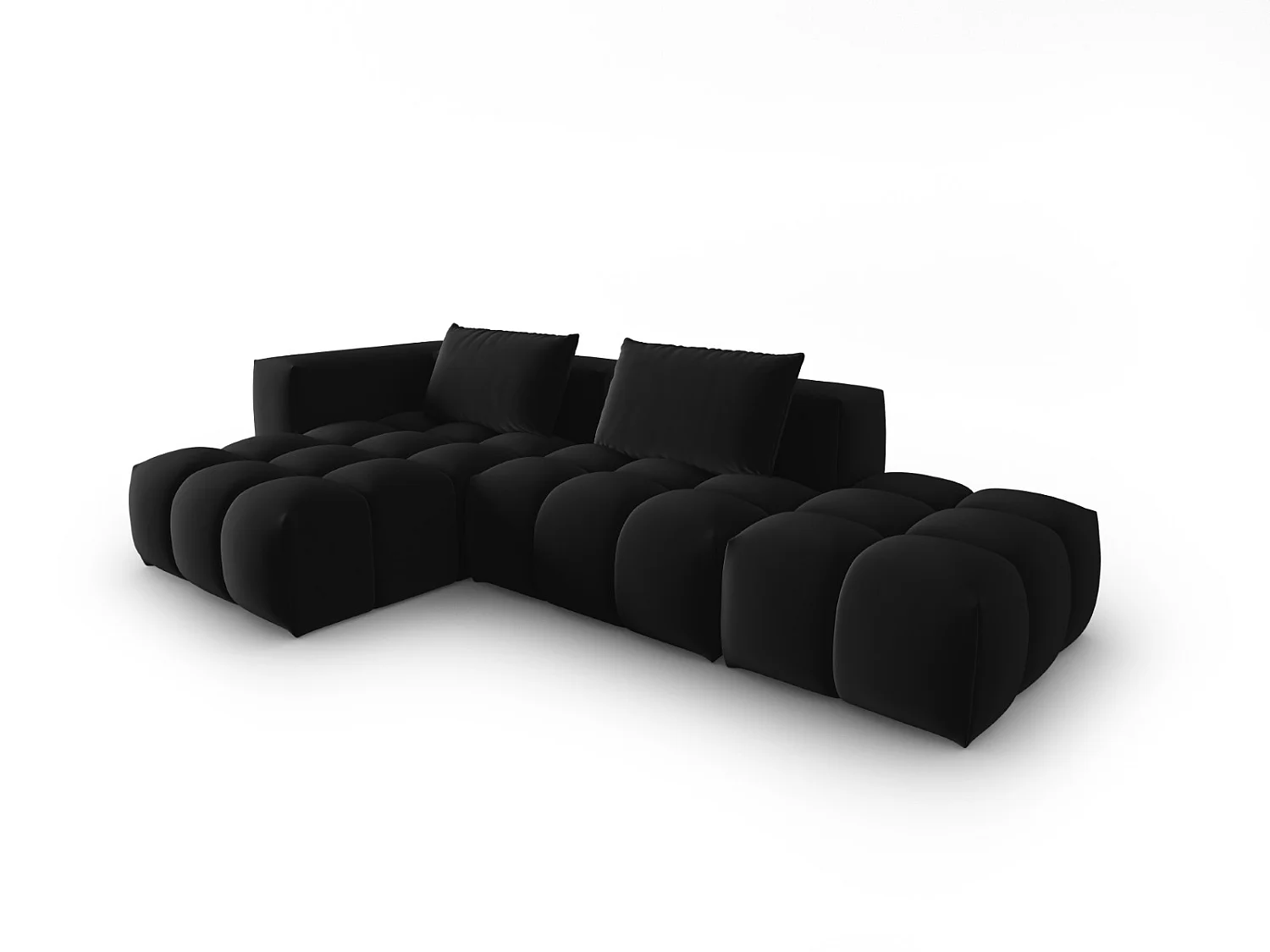 CXL by Christian Lacroix - Canapé d'angle gauche modulable "Lorella" 4 places en velours noir - 265x145x70cm