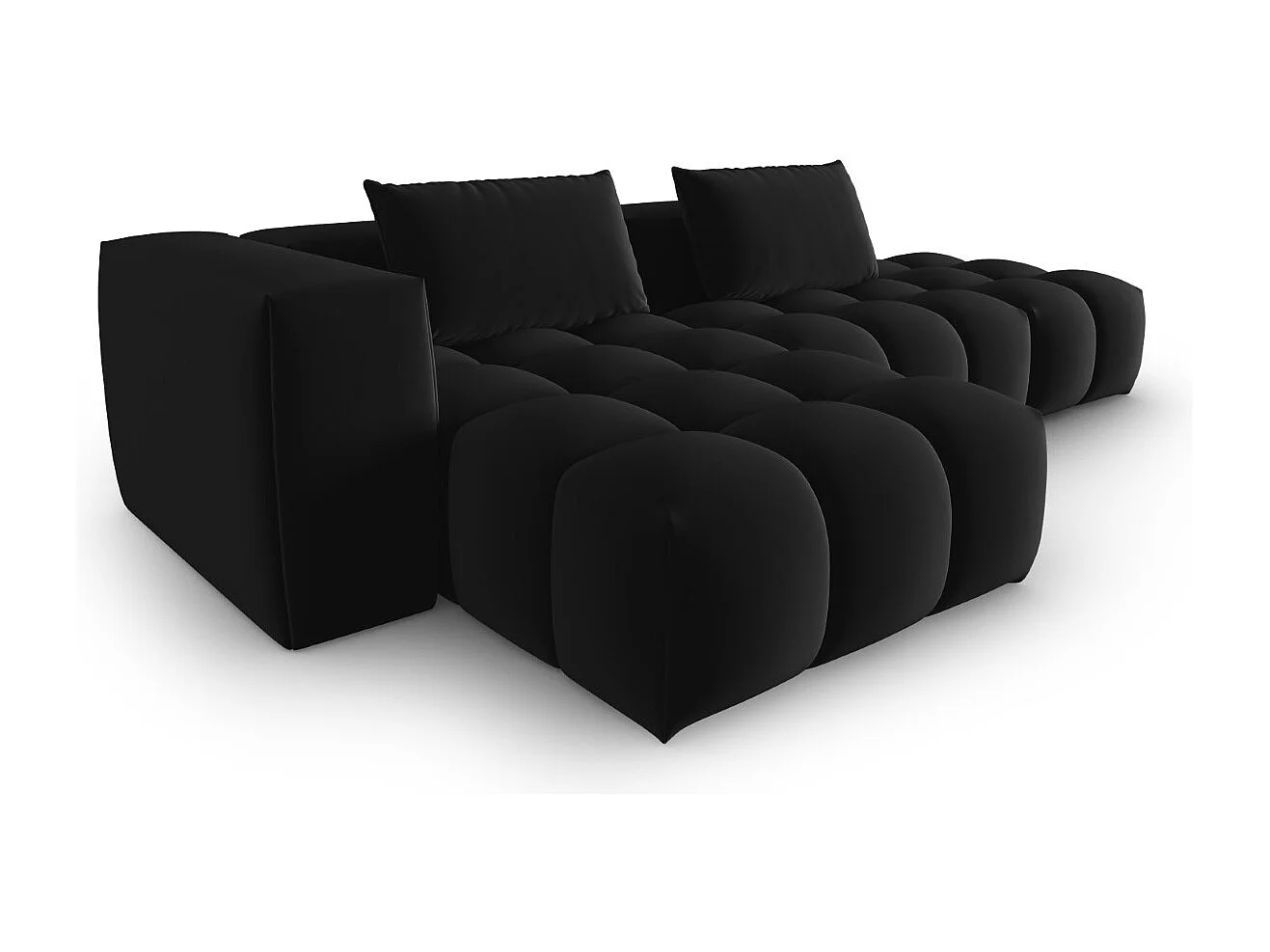 CXL by Christian Lacroix - Canapé d'angle gauche modulable "Lorella" 4 places en velours noir - 265x145x70cm