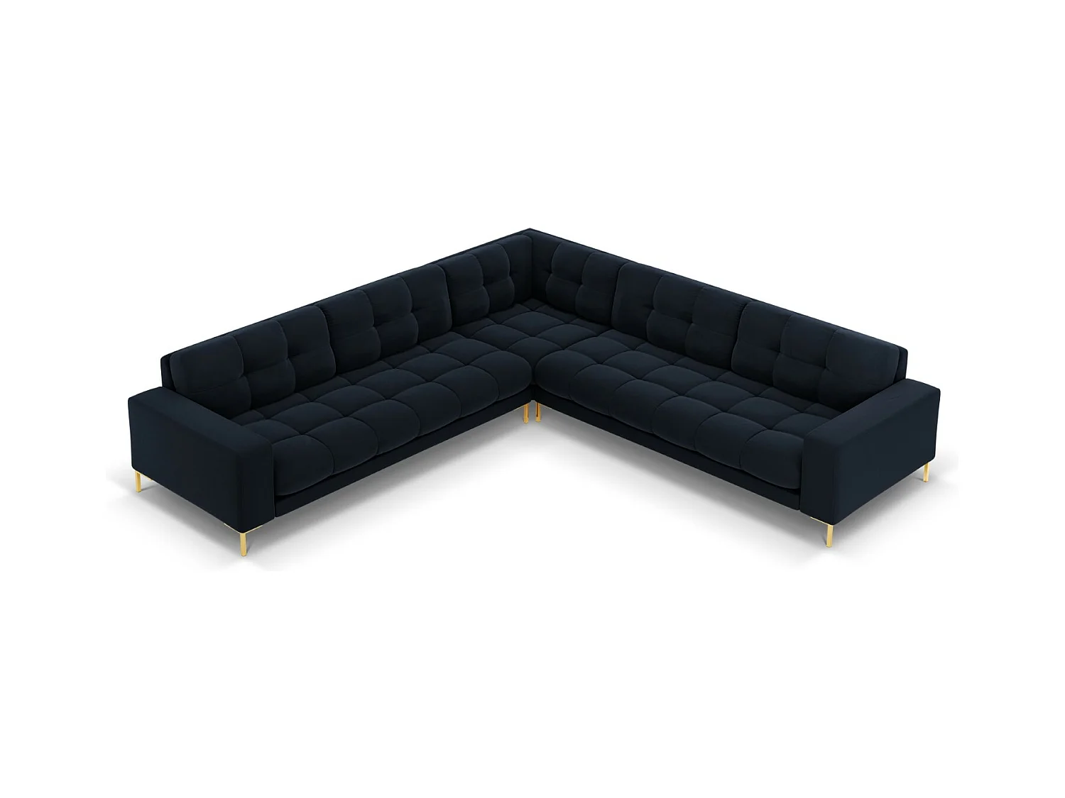 Cosmopolitan Design - Canapé d'angle symétrique "Bali" 6 places en velours bleu foncé - 256x256x75cm