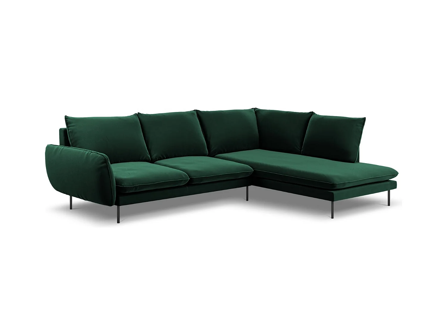 Cosmopolitan Design - Canapé d'angle droit "Vienna" 6 places en velours vert bouteille - 275x185x95cm