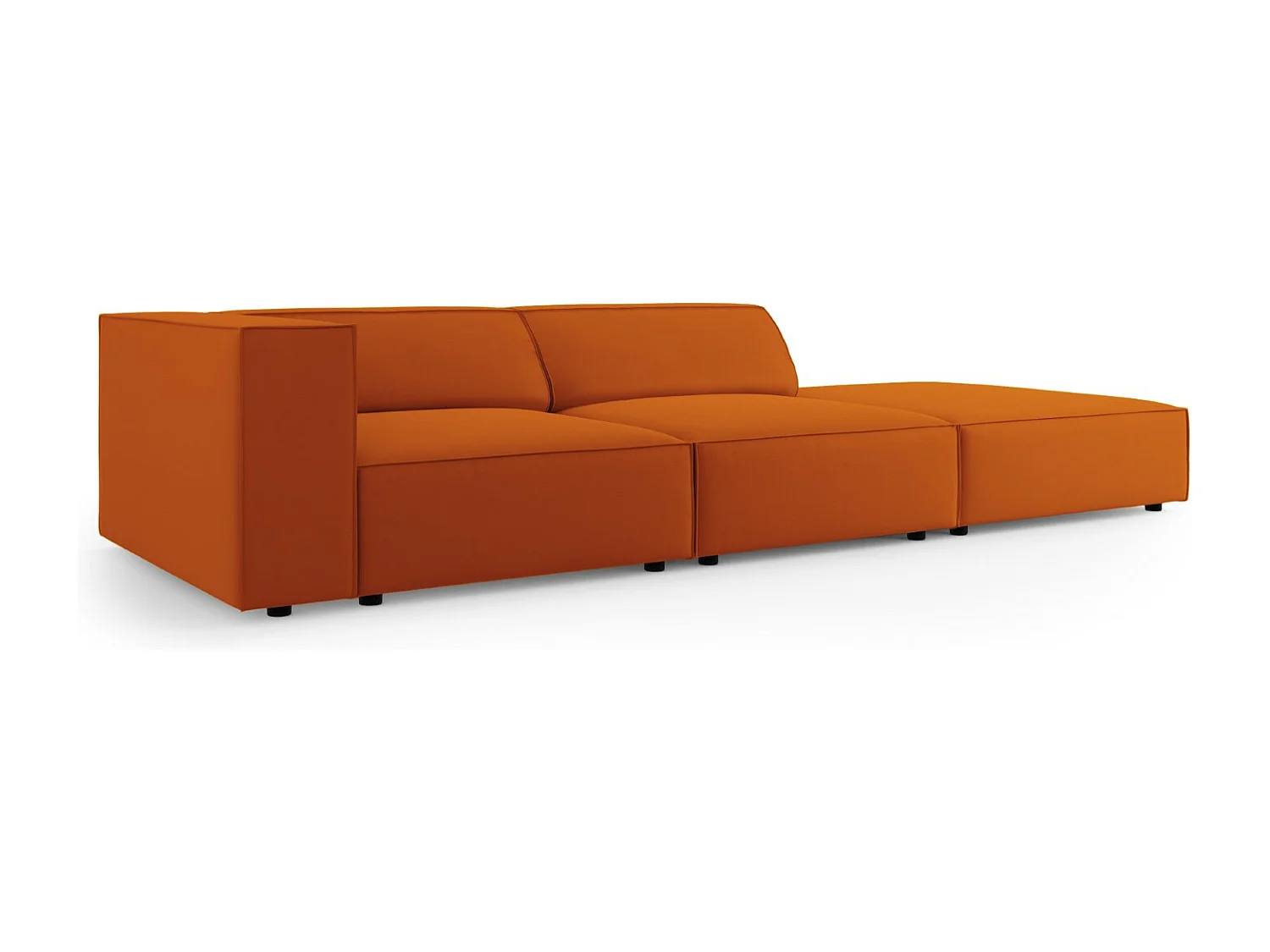 Cosmopolitan Design - Rechte bank "Arendal" 4 zitplaatsen, Flueel, Terracotta - 262x102x70cm