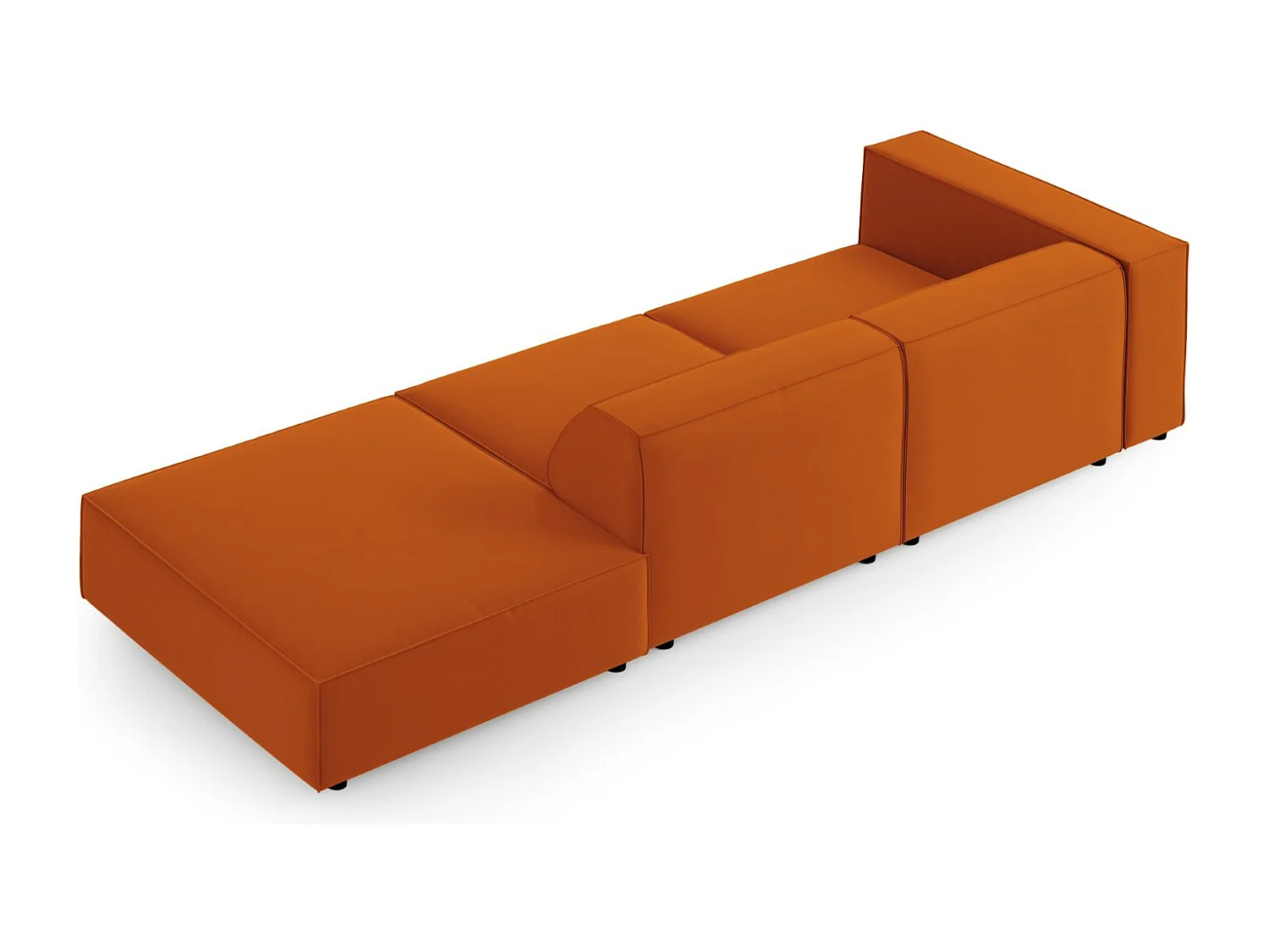 Cosmopolitan Design - Rechte bank "Arendal" 4 zitplaatsen, Flueel, Terracotta - 262x102x70cm
